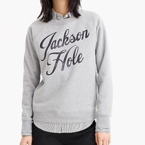 J. Crew grey gray ‘Jackson hole’ graphic sweatshirt pullover Large